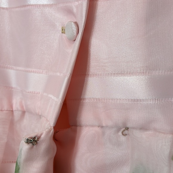 1970s Vintage Pink Sheer Organza Watercolor Floral Princess Gown women’s size 14 - Picture 7 of 14